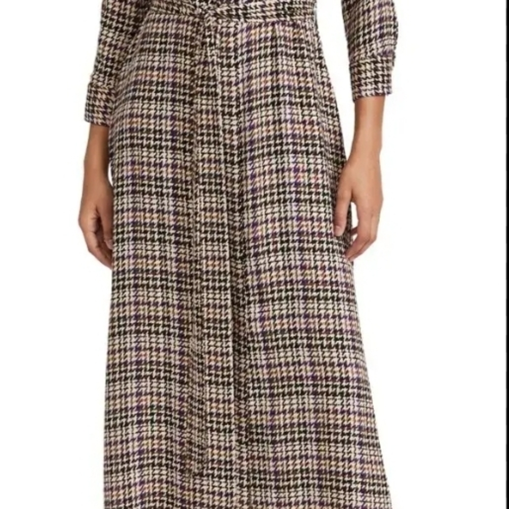 L'AGENCE Multicolor Houndstooth Maxi Dress